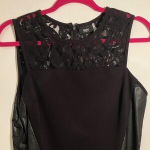 Massimo Black Lace/Faux Leather Top
